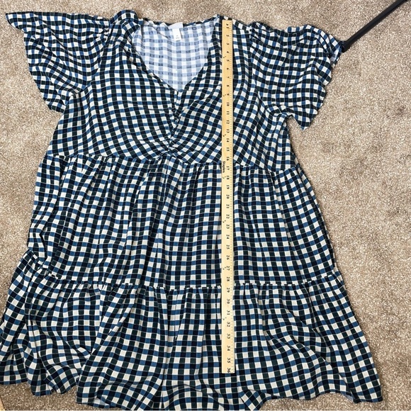 Ava & Viv dress blue & Navy checkered baby doll style dress tiered plus SZ 3X - Picture 5 of 10
